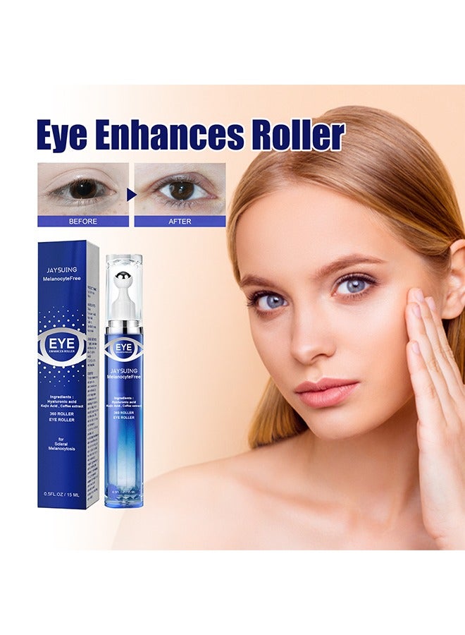 Eye Enhancing Roller with Hyaluronic Acid, Kojic Acid, Coffee Extract Eye Serum for Puffy Eyes and Dark Circles, Relieve Eye Fatigue, Lift Firm and Reduce Wrinkles and Fine Lines 15ml