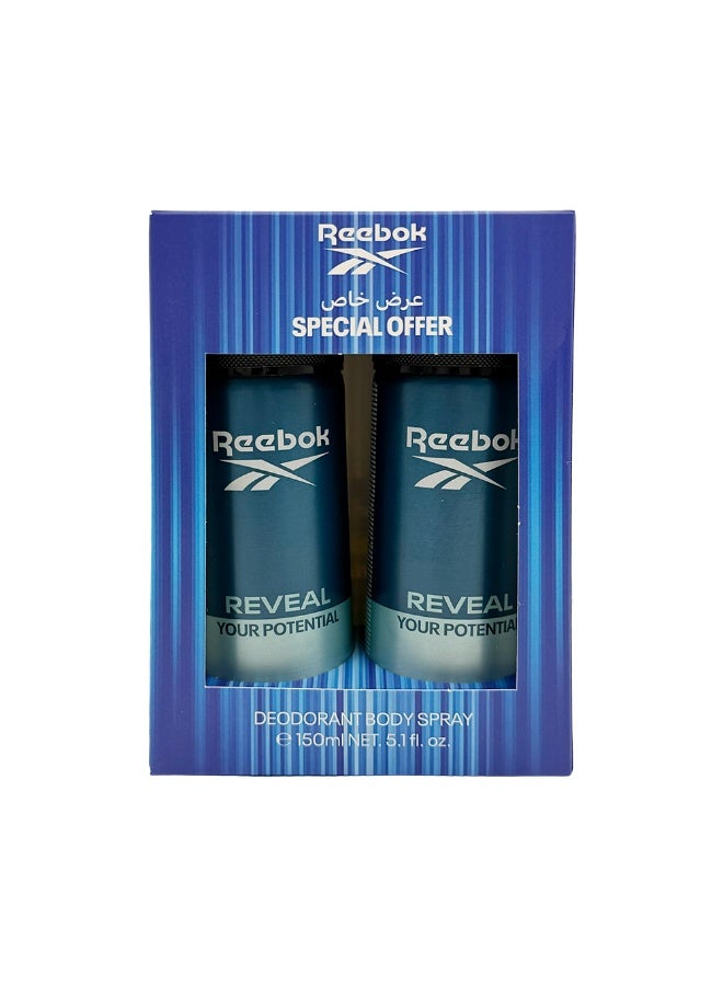 Reebok Reveal Deodorant Body Spray For Him 150Ml x2