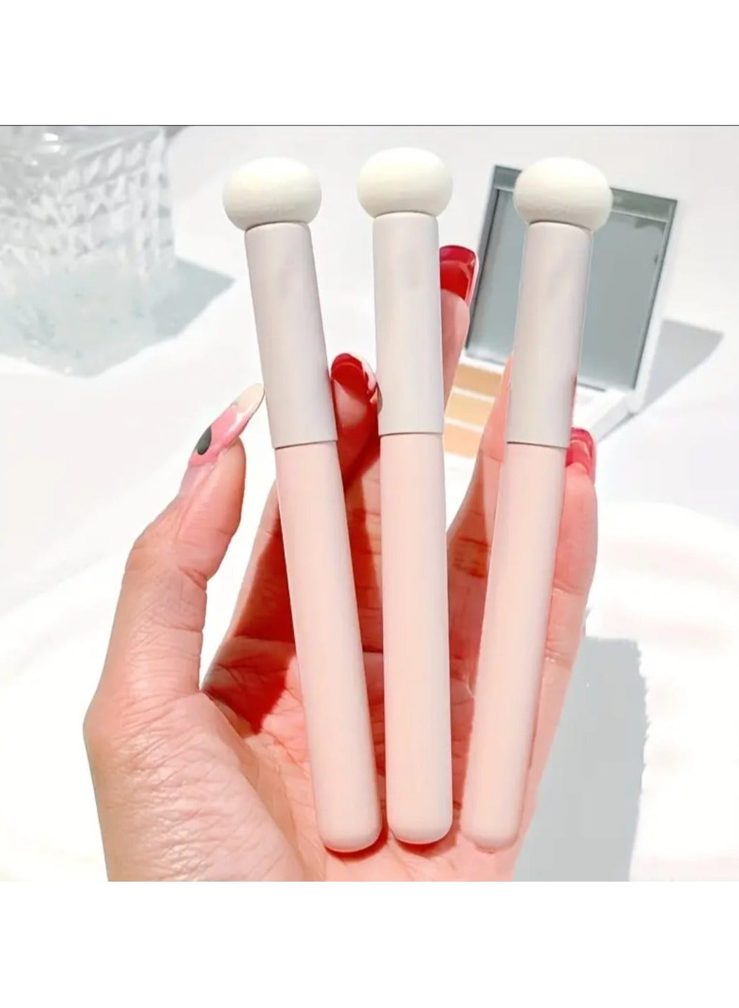 3 Pcs Mushroom Head Makeup Ball Round Head White Latex-Free Sponge, Dual Use Wet and Dry Foundation Blender, Concealer for Flawless Application