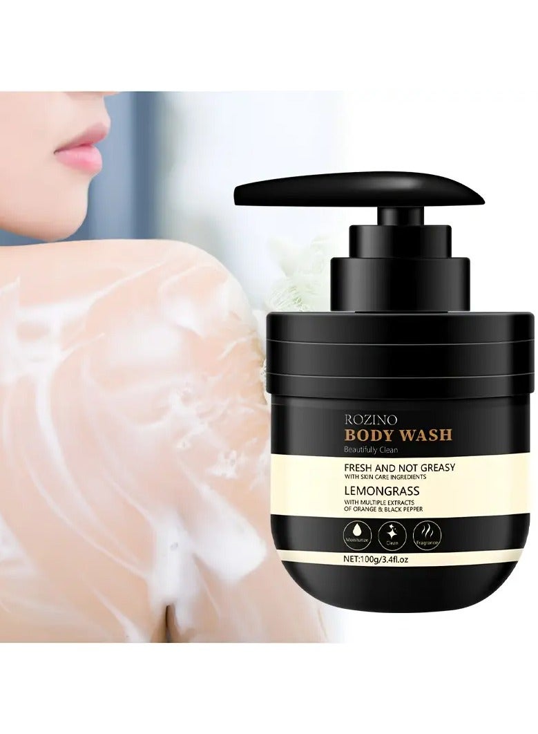 ROZINO Lemon Grass & Coconut Oil Body Wash - Deep Cleansing, Moisturizing Shower Gel with Rich Foam, Oil Control for All Skin Types, Absorbent, Regulate Water-oil Balance, Dry Skin Care