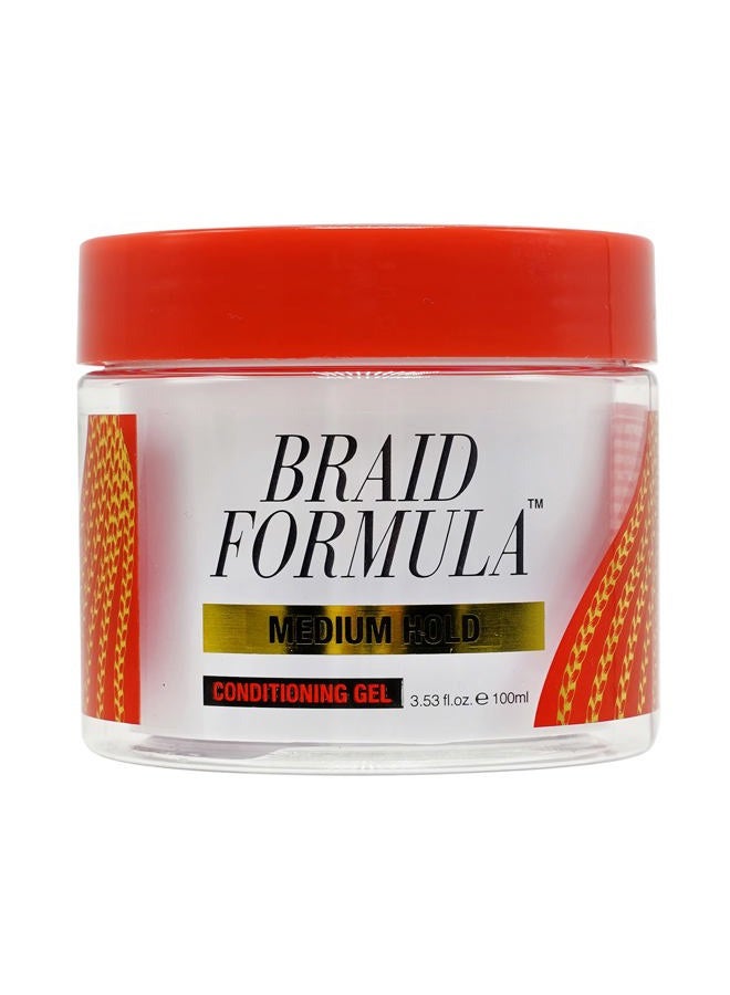 Braid Formula Conditioning Gel, Medium Hold, 3.53oz | Great for Braiding, Twisting, Edges, No Residue, No Flaking, Strong Hold, High Shine, Smoothing with Clean & Aloe Vera Scent