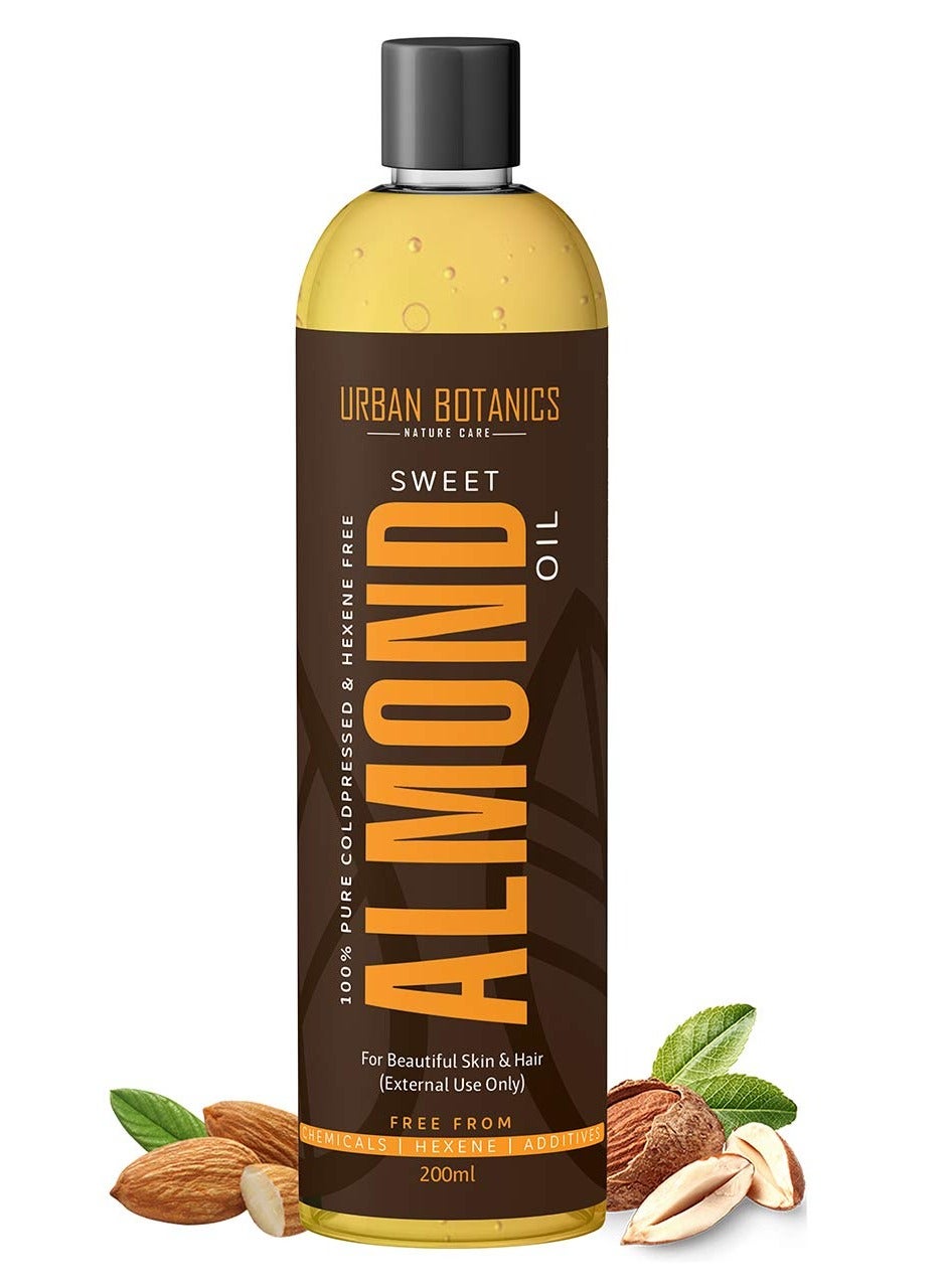UrbanBotanics Pure Cold Pressed Sweet Almond Oil for Hair and Skin  200ML