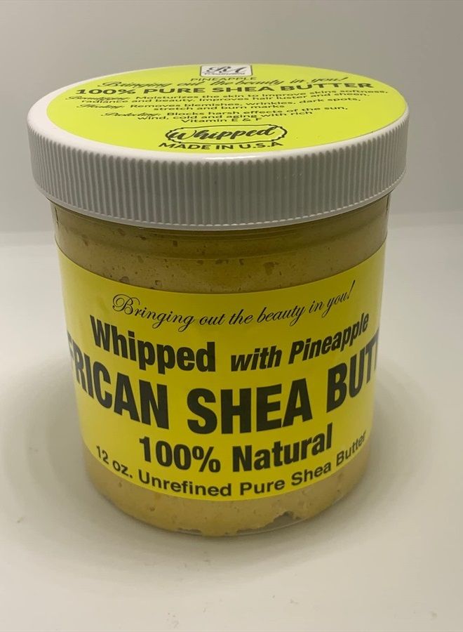 RA Cosmetics 100% African Shea Butter - Pineapple Scented - 12 oz - Anti-Aging Moisturizer for All Skin Types