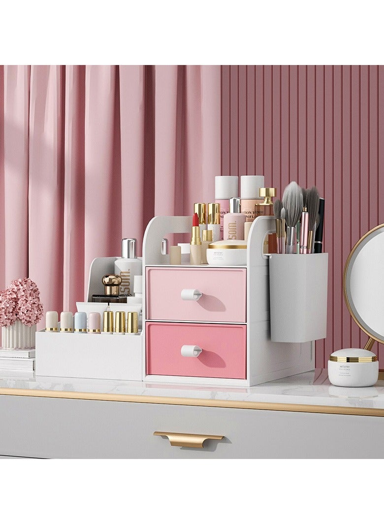 Makeup Organizer For Vanity, Countertop Organizer With Drawers, Cosmetics Storage For Skin Care,Brushes,Eyeshadow,Lotions,Liptick,Nail Polish,Great For Dresser,Bathroom,Bedroom