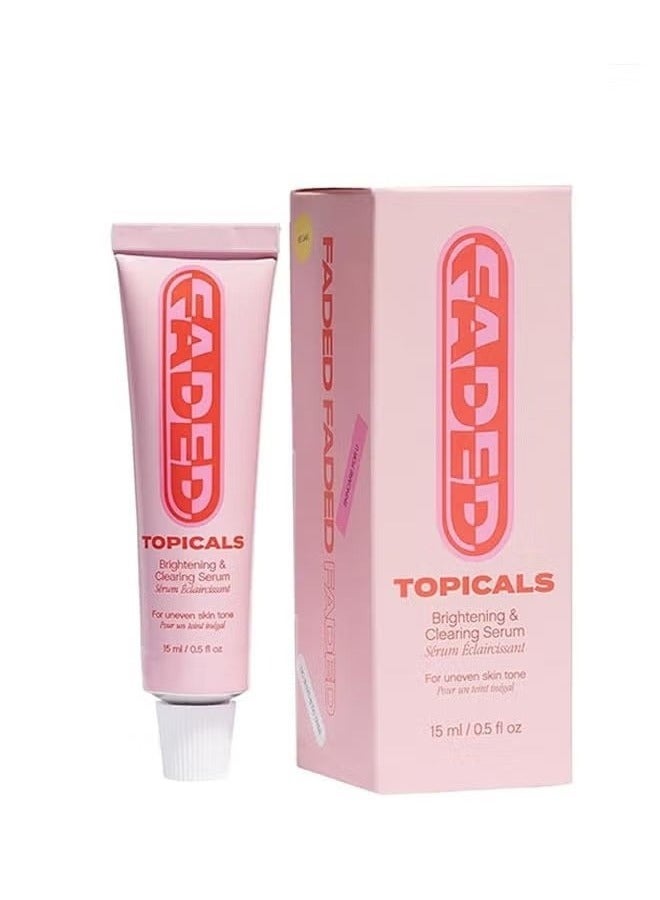 Brightening and Clearing Serum 15ml, Faded Serum for Dark Spots and Discoloration Hyperpigmentation, Postblemish Marks Scars And Spots, Mini Faded Serum for Uneven Skin Tone