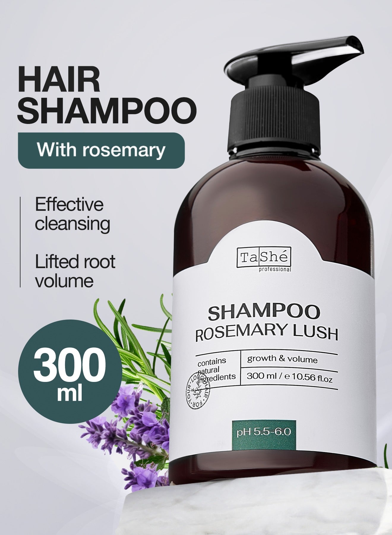 Rosemary Hair Growth Shampoo with Biotin & Collagen, pH 5.5-6 – Reduces Hair Fall, Soothes Scalp & Boosts Volume – For Men & Women – 300 ml