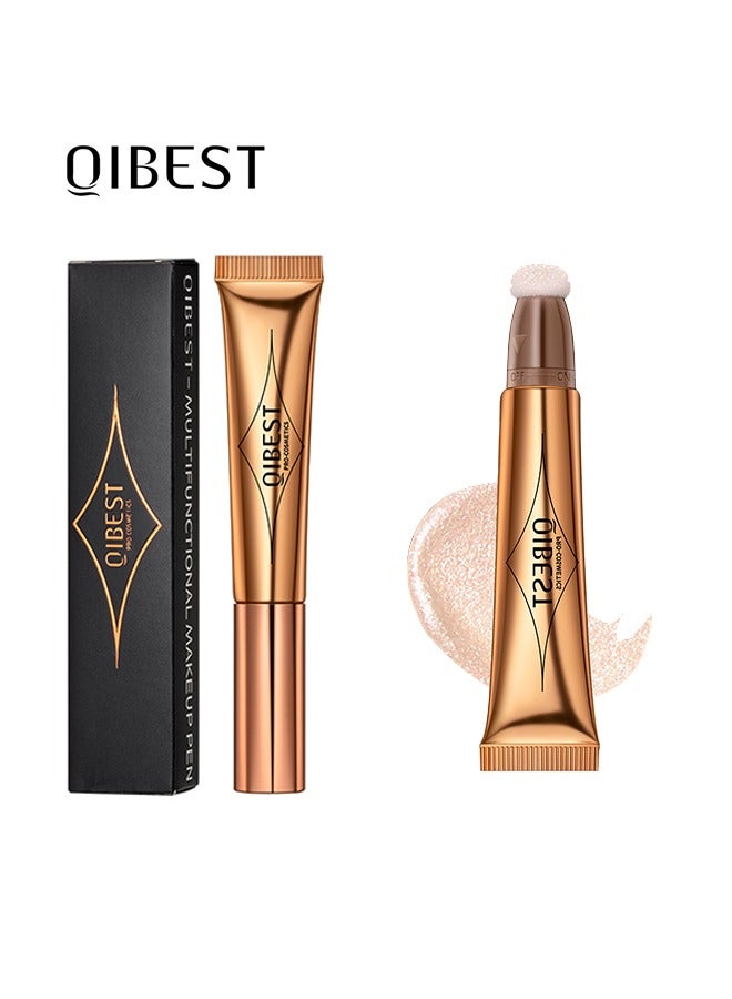 Multifunctional Makeup Pen- Face Body Highlighter Makeup Stick with Cushion Applicator Lightweight Waterproof Cream Contour Face Glowing Illuminator Makeup Pen for Women (#04)
