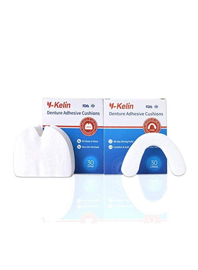 Y-Kelin Denture Adhesive Cushion (Upper) 30 Pads + (Lower) 30 Pads