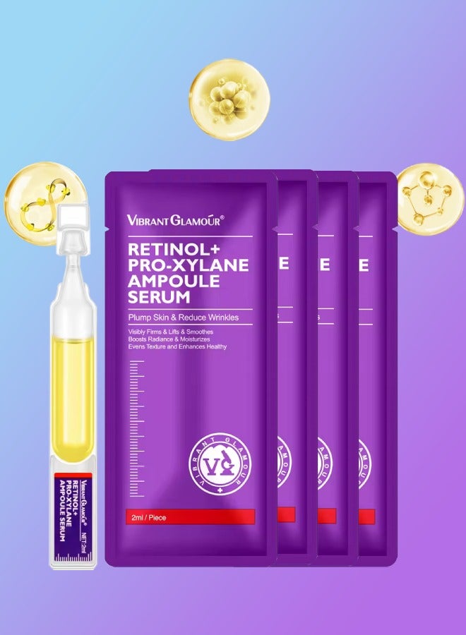 4Pcs Retinol + Pro-Xylane Ampoule Serum Anti aging Anti Wrinkle Firming Hydrating Moisturizing Soothing Repairing Fade Fine Lines Dark Spots Deep Care Retinol Essence
