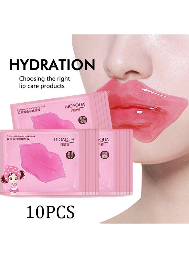 10-Piece Collagen Moisturizing Lip Mask - Nourishing Lip Mask Pink, Reduce Dullness Reduce Lipwrinkles For Dry Cracked And Dark Lips