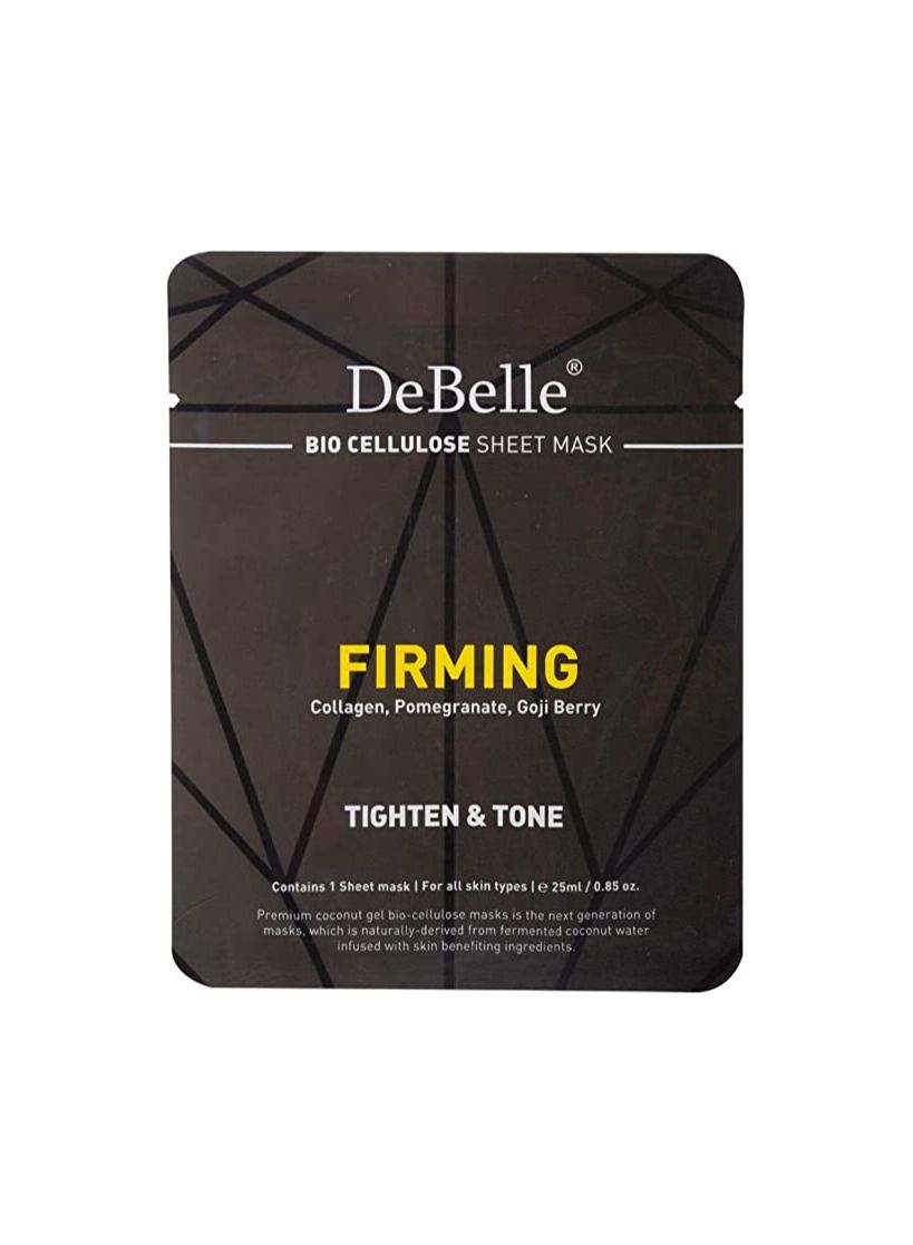 DeBelle Bio Cellulose Sheet Mask - Firming | Collagen, Pomegranate & Goji Berry | Tighten & Tone Skin
