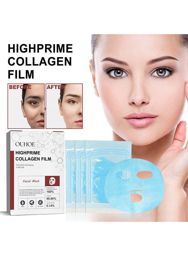Highprime Collagen Film - Face Lifting Water Soluble High Prime Silk Collagen Film Hydrolyzed Collagen Face Film Sheet Anti Wrinkles Face Moisturizer Film Sheets, Prevent Fine Lines And Protect Skin, Anti Aging Face Mask
