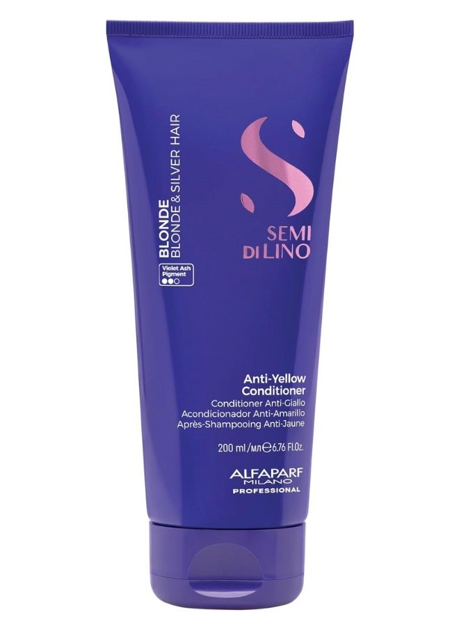 Semi Di Lino Blonde Anti-Yellow Conditioner 200ml | Toning Conditioner for Blonde, Silver And Grey Hair, Neutralizes Yellow Tones And Enhances Shine
