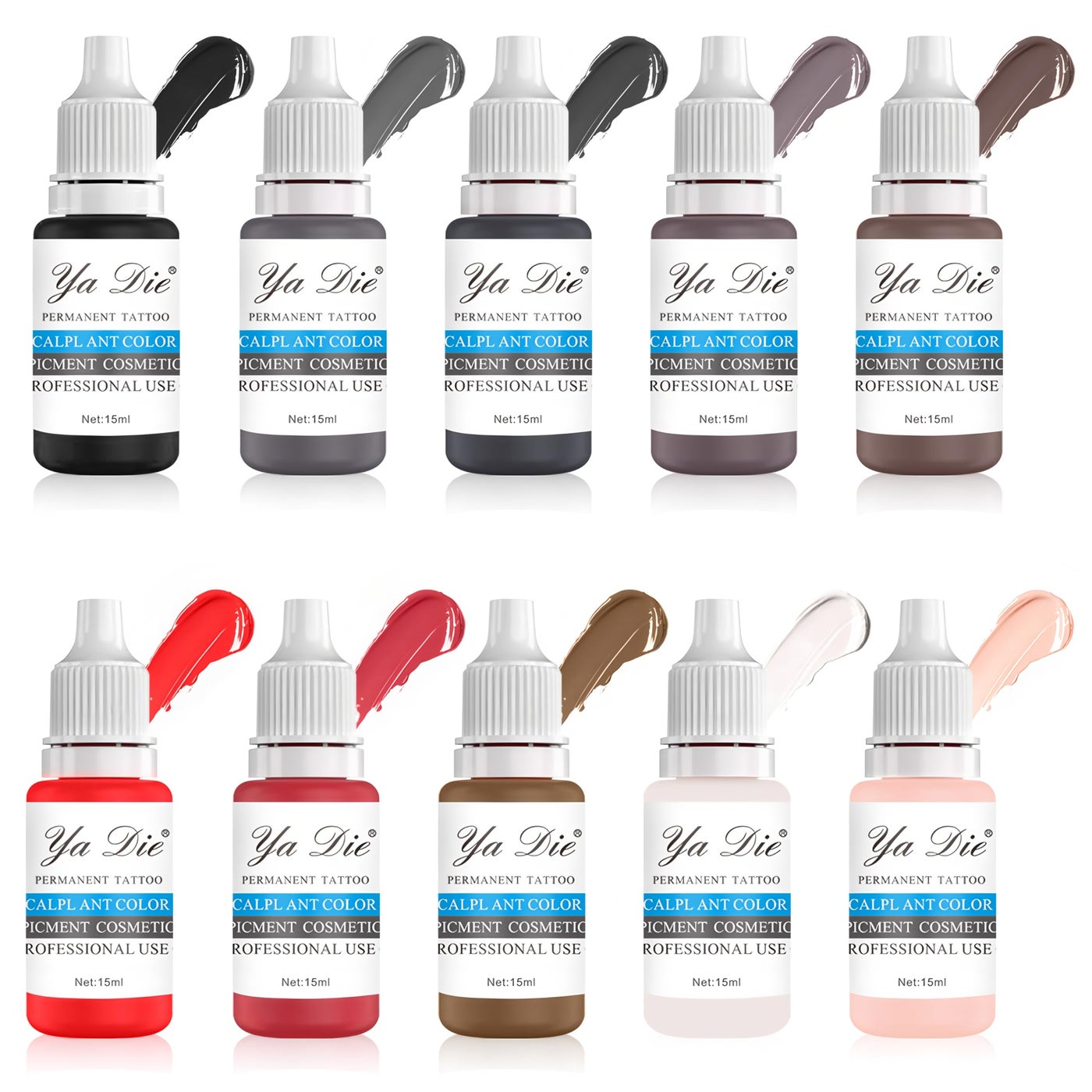 10Pcs Eyebrow Lips Tattoo Permanent Makeup Tattoo Ink Pigment Cosmetic Natural Microblading Color Pigment
