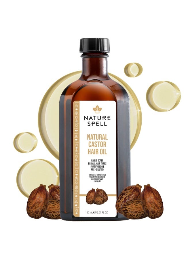 Nature Spell Castor Oil for Hair & Scalp, Pre-Diluted Conditioning and Nourishing Oil, Supports Stronger Roots and Strands, Multipurpose Use, For All Hair Types, Vegan, 5.07 Fl Oz