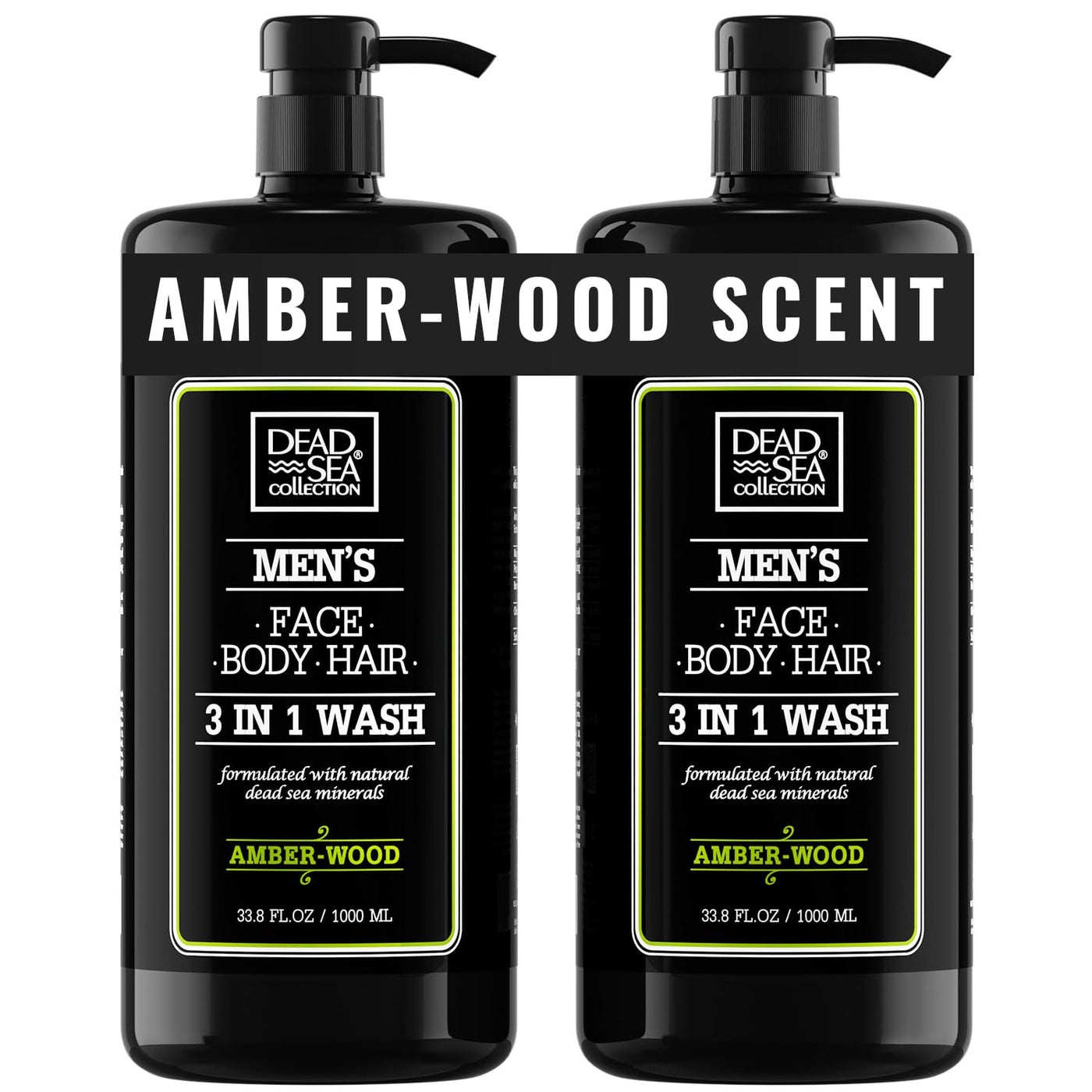 Dead Sea Collection Mens Body Wash 3 in 1 â€“ Eucalyptus Body Wash for Men â€“ Shower Gel â€“ Shampoo â€“ Shower Soap for Face and Hair â€“ Pack of 2 Bottles (33.8 Fl. Oz. Each)