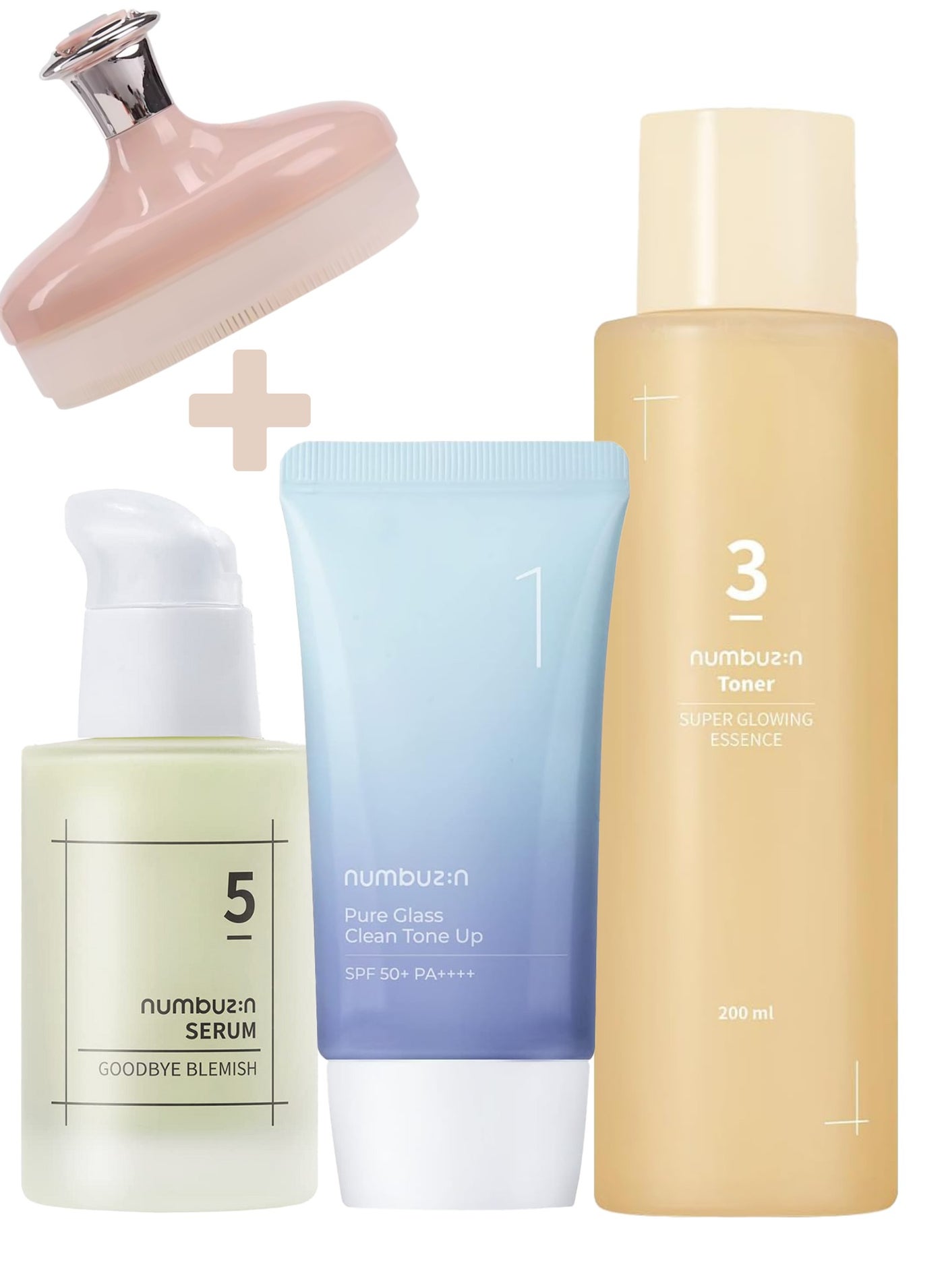 Total Skin Renewal System - No.3 Super Glowing Essence Toner, No.5 Goodbye Blemish Serum - No.1 Pure Glass Clean Tone Up