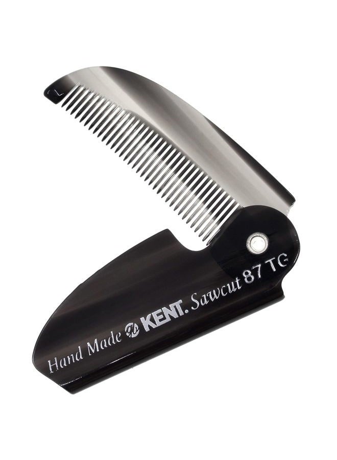 Kent 87T Graphite Handmade Folding Pocket Comb for Men, Fine Tooth Hair Comb Straightener for Everyday Grooming Styling Hair, Beard or Mustache, Saw Cut Hand Polished, Made in England (6 Pack)