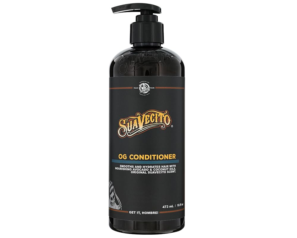 Suavecito OG Conditioner 16 oz Pump Bottle - Original Scent - Smooths & Hydrates, Nourishes & Moisturizes with Avocado and Coconut Oils - Repairs Dry Damaged Har - For All Hair Types, Sulfate Free