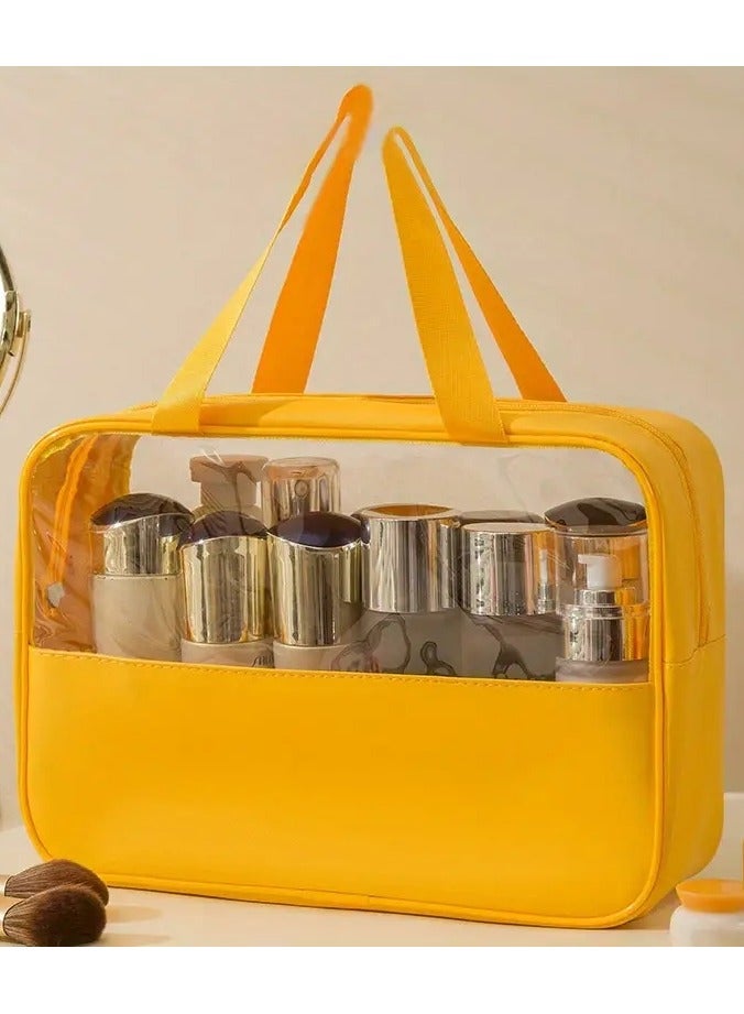 CLear Makeup Bag with Zipper Portable Makeup Bag Travel Clear Toiletry Bag Quart Size Bag Carry on Airport Airline Compliant Bag Travel Toiletry Bag for Women and Men Translucen Toiletry Bag LARGE