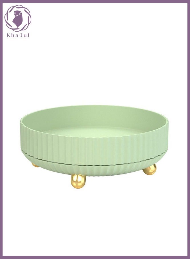 360° Rotating Storage Tray, Makeup Perfume Organizer,Cosmetic Skincare Tray  with Large Capacity(Green)