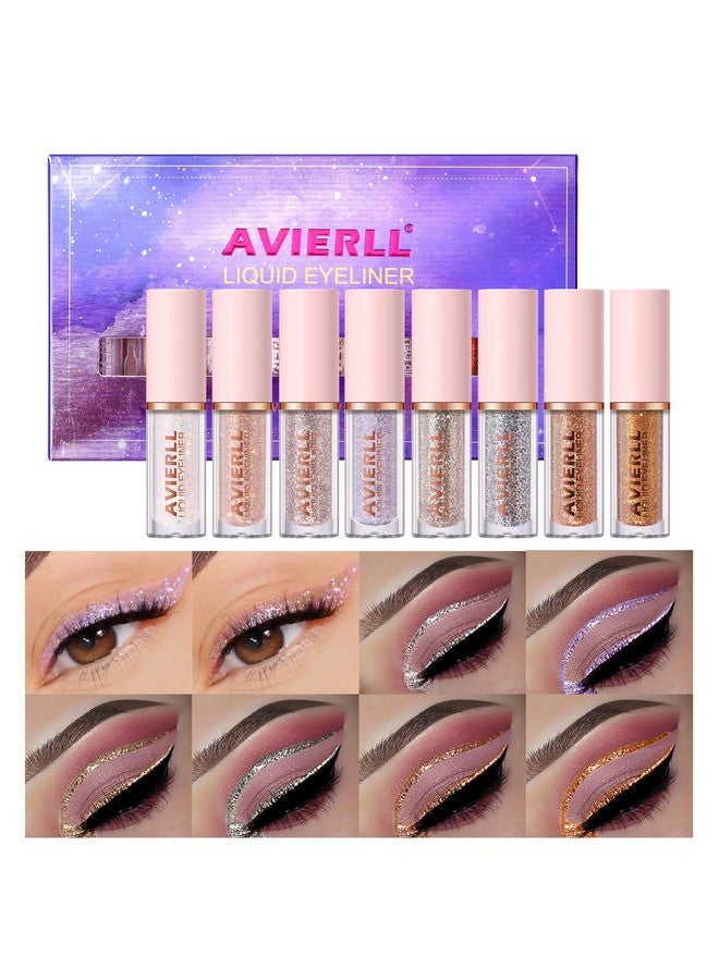 Glitter Eyeliner Set Longlasting Shiny Waterproof Colored Eyeliner Easy To Color Eyeliner Without Smudging Fastdrying Longlasting Eye Makeup（8Colors）