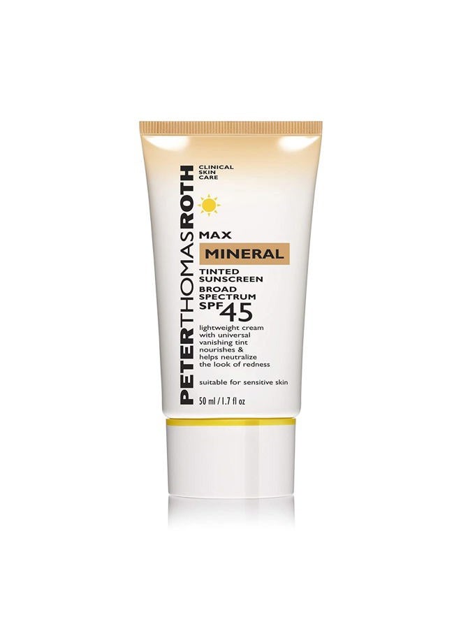 Max Mineral Tinted Sunscreen Broad Spectrum SPF 45 | Tinted Moisturizer with SPF, Water-Resistant Mineral Sunscreen For Sensitive Skin, 1.7 Fl Oz. (Pack of 1)