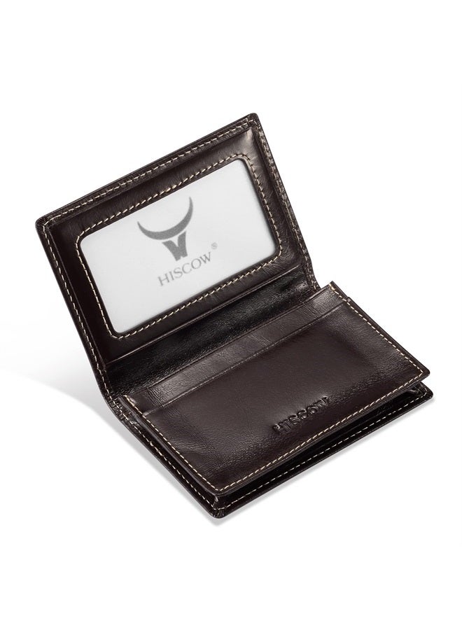 Leather Business Card Case Holder for Men & Women, Italian Calfskin (Antiqued Coffee)