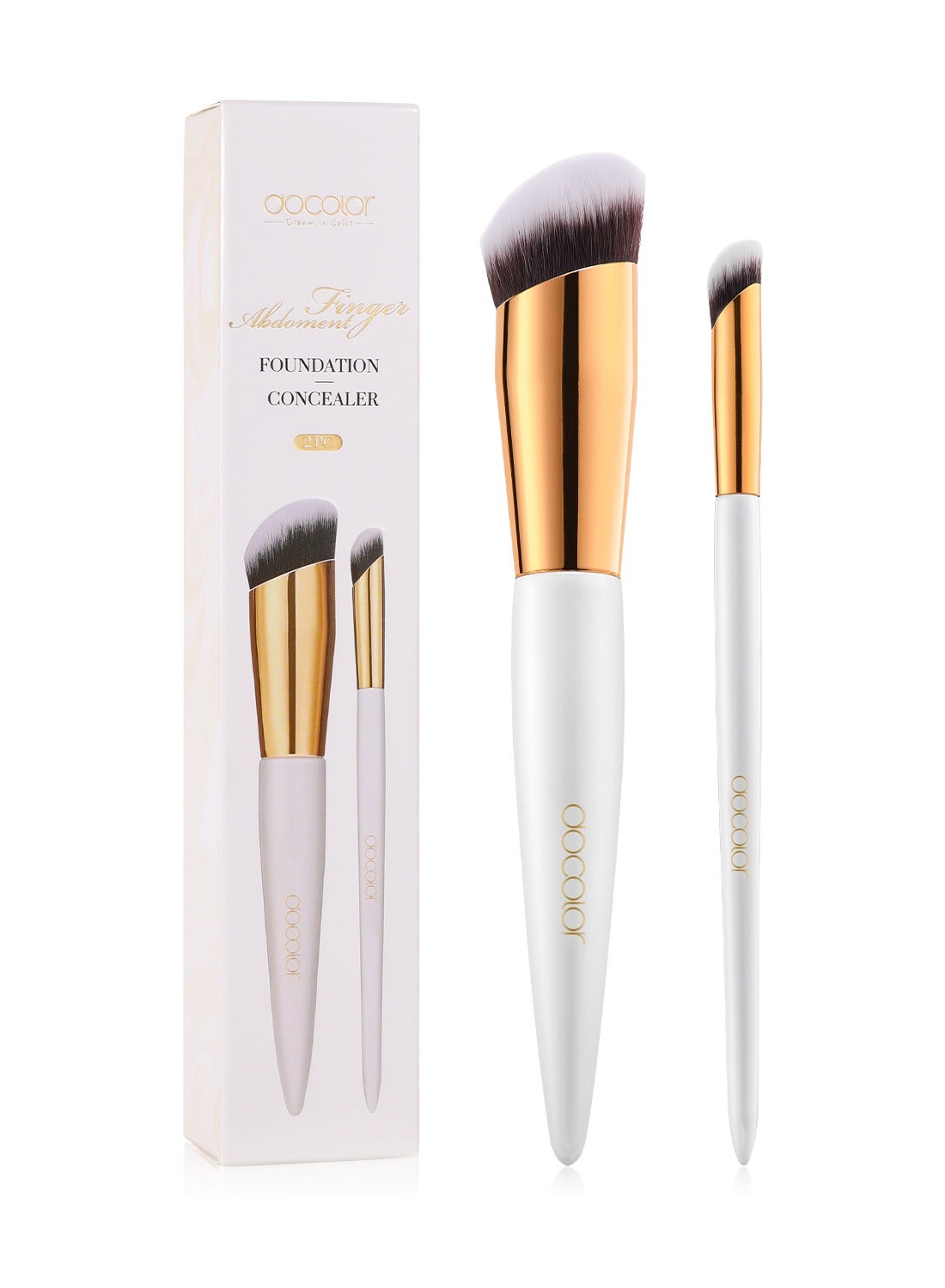 Concealer Brush and Foundation Brush for Liquid Makeup, 2PCS Angled Kabuki Blending Makeup Brush Perfect for Liquid Cream Powder Blending,Stippling,Highlighter and Nose Contour