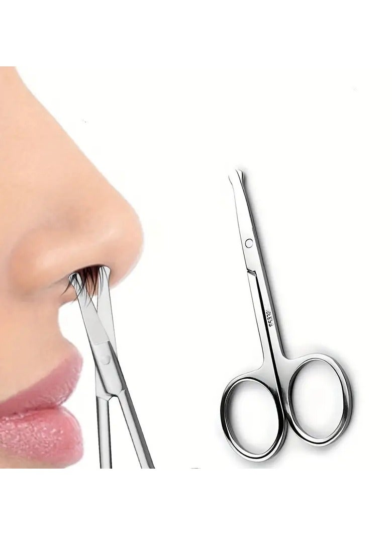 Stainless Steel Nose Hair Scissors Round Head Safe Manual Nose Shaving Trimmer Women Eyebrow Trimming Scissors