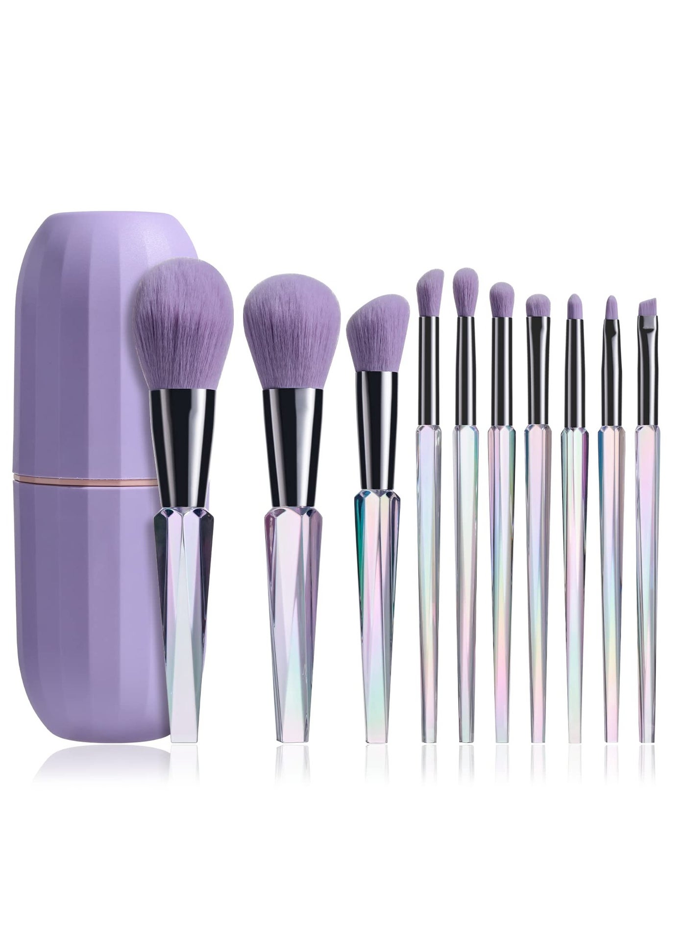 Makeup Brushes, Premium Synthetic Bristles Makeup Kit, Foundation Blending Face Powder, Blush Concealers, Eye Shadows, Brush Make up, Brushes Set with Gift Box( 10PCS, Crystal Handle)