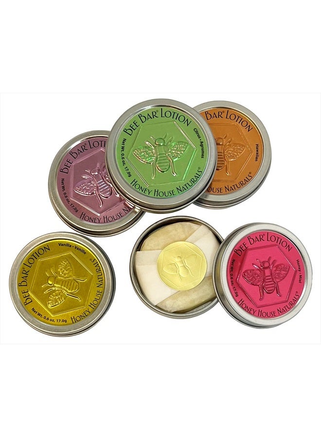Honey House Naturals Bee Bar Gift Set – Small Bee Bar .6 ounces – All-Natural Ultra Moisturizing Lotion Bar Infused with Essential Oils and Butters – 5 Piece Set
