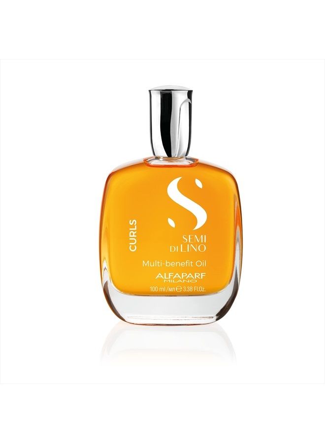 Semi Di Lino Curls Multi-Benefit Oil for Wavy and Curly Hair - Hydrates and Nourishes - Reduces Frizz - Humidity and Thermal Protection - Vegan-Friendly Formula - 3.38 fl. oz.