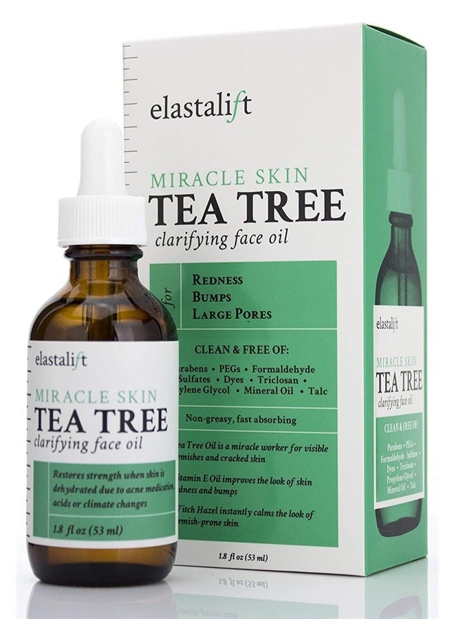 Tea Tree Oil Facial Spot Treatment W/Witch Hazel Clarifying Tea Tree Oil For Face Helps Target Redness, Acne, Bumps, Dry Itchy Skin, & Large Pores. Non-Irritating Formula, 1.8 Fl Oz