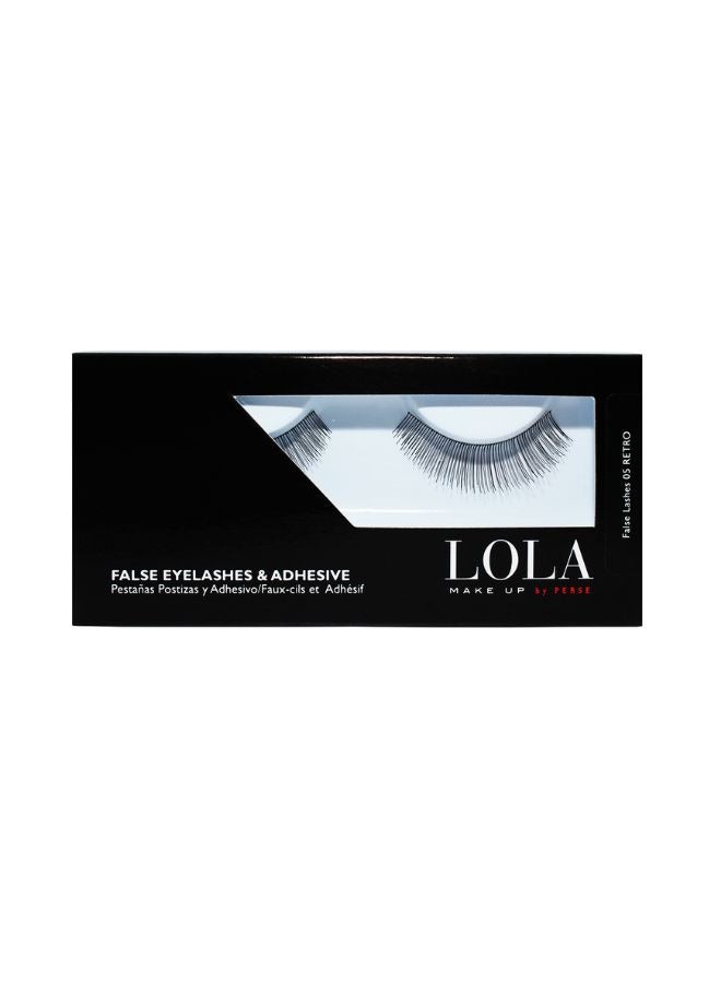 LOLA False Lashes 05 Retro – Extra-Long Eyelashes with Natural Curve, Defined Look & Reusable