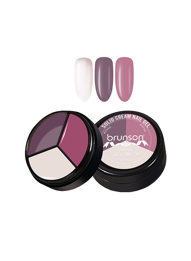 Solid Cream Gel Nail Polish - 3 in 1 Pudding, High Pigmented Mud Nail Art Paint, Suit For Professional Nail Salon, Nail Starter 15 ml, BSCNG20