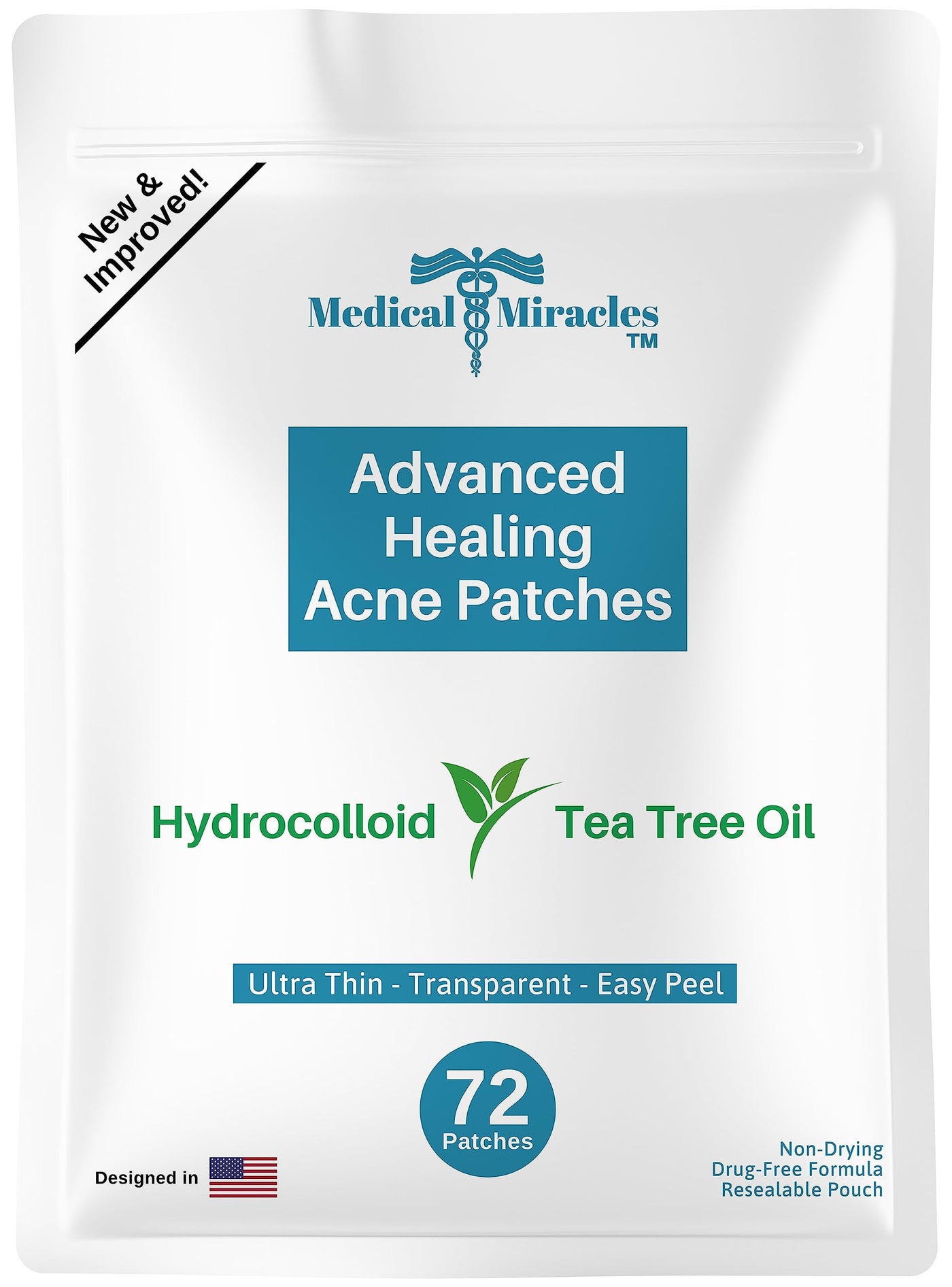 Medical Miracles Maximum Strength Hydrocolloid Acne Remover Sticker Dots(Pack of 72) Face Healing Dot Treatment may Aid in Absorbing Zits, Pimples, Cystic Spots, Blemish Tea Tree Therapy All SkinTypes