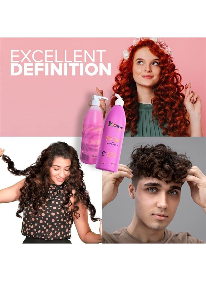 KALIVE Curl Gel 16 oz, for curly hair. This hair product for women, Defines all types of curls, waves, and hair textures, natural or permed.