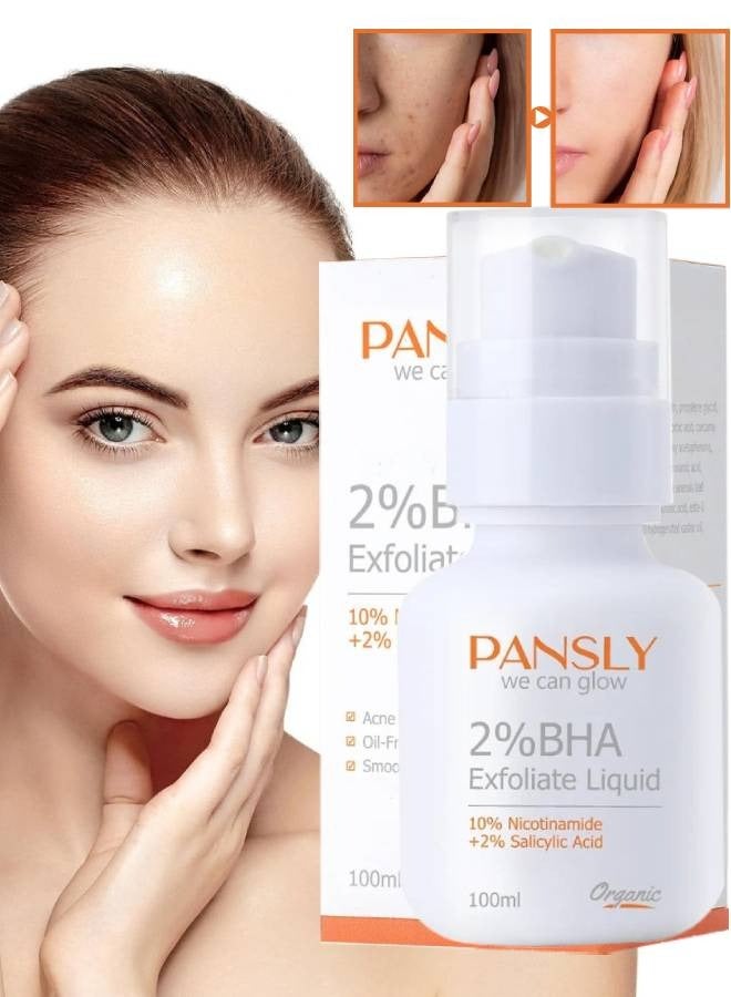 100ml BHA Exfoliate Liquid Oil Control Liquid Essence Skin Care Facial Toner Anti Pimple Facial Liquid Moisturizing Even Skin Tone Face Toner Oil Free and Balancing Liquid