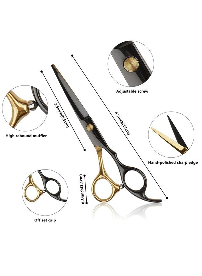 Hair Cutting Scissors Kit Hairdressing Scissor Professional Barber Flat Cut Tooth Scissors Bangs Thinning Shears Set Stainless Steel with Hairpin Comb for Men Women
