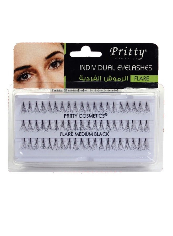 Pritty Flare Eyelashes – 5-Ply Medium Black False Lashes for Natural Volume & Definition, 1 Pc