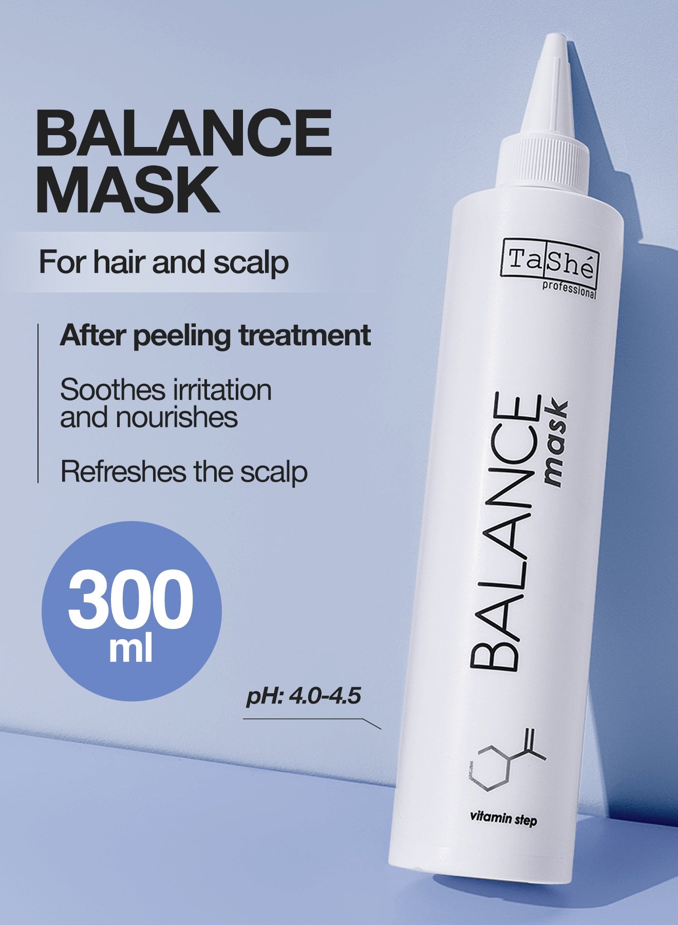 TASHE Vitamin-Balance Mask – Hydration & Scalp Regeneration with Aloe, Green Tea & Lavender – Tonic Effect for All Hair Types – 300ml