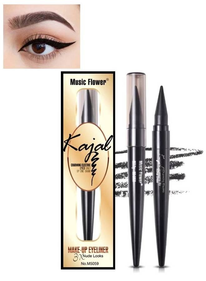 Kajal Eyeliner Pen Charming Eyes Makeup Eyeliner Pencil Waterproof Long Lasting Smudge Proof Eye Liner Pen Smooth Texture Long Wearing Eyeliner Pencil Black