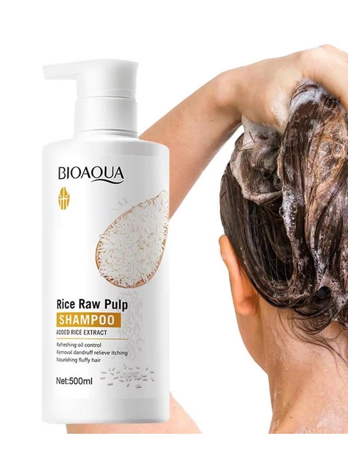 Bioaqua Rice Raw Pulp Removal Dandruff Shampoo 500ml