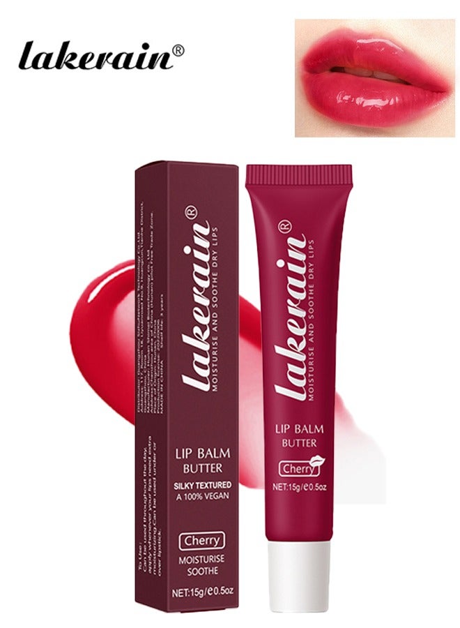Lip Balm Butter - Moisture Hydration Lip Butter Gloss Sheer Tinted Lip Mask and Lip Balm Long Lasting Hydration and Moisturization Soothing Lip Treatment Care Makeup Shine Lip Glow Oil #05 Cherry