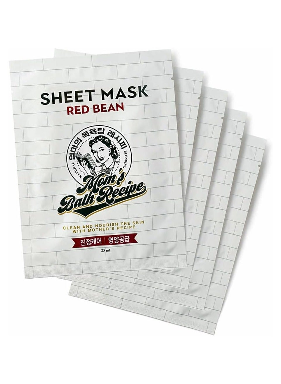 Korean Red Bean Face Mask Sheet - Pack of 5 - Deep Hydration & Skin Nourishment - Cleanses & Refreshes - Anti-Aging & Brightening - Korean Skincare for Glowing, Smooth Skin