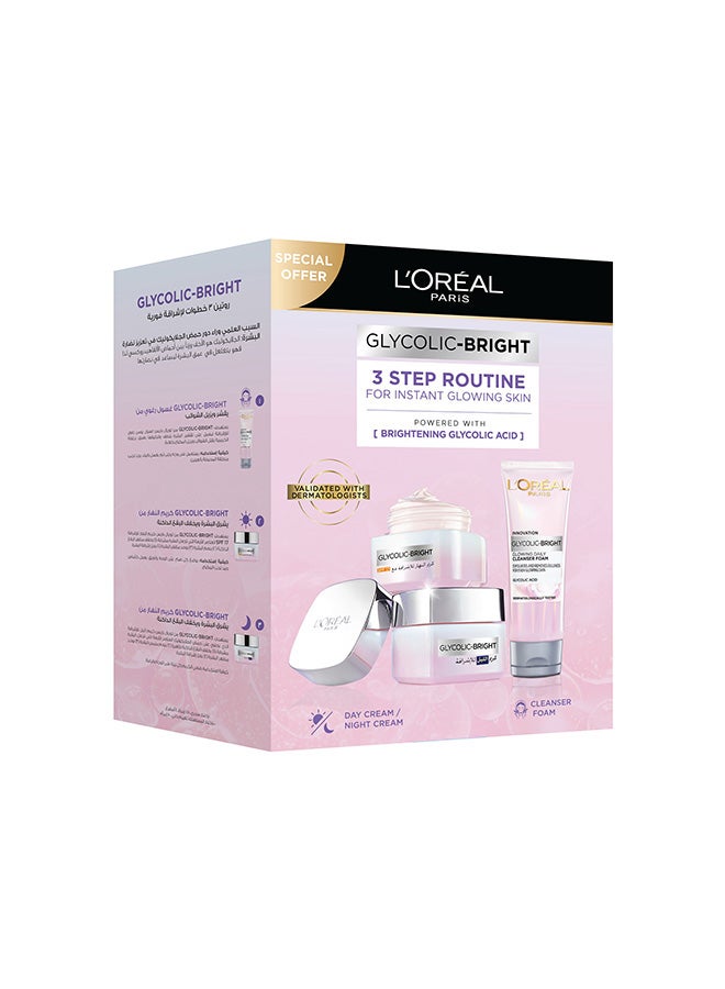 Glycolic Bright Day Cream 50ML, Night Cream 50ML, Cleansing Foam 100ML - image 2