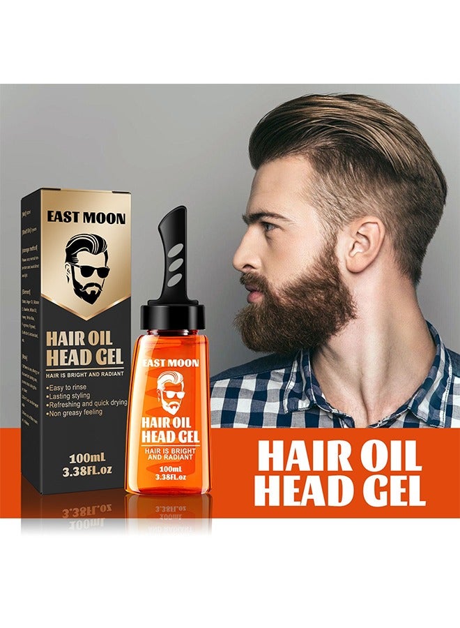 Hair Oil Head Gel - Hair Styling Gel, 2-in-1 Wax Gel with Comb, Men's Grooming gel, Moisturizing Long Lasting Fast Build , 100 ml