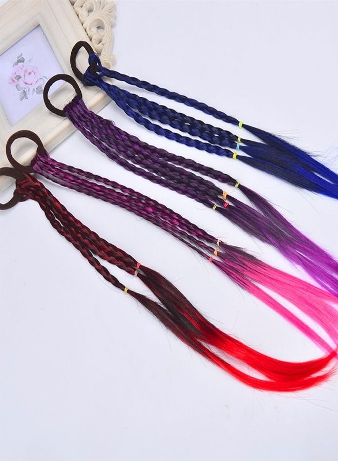 4 Pieces Multicolor Elastic Hair Wig Braids Ponytail for Girls