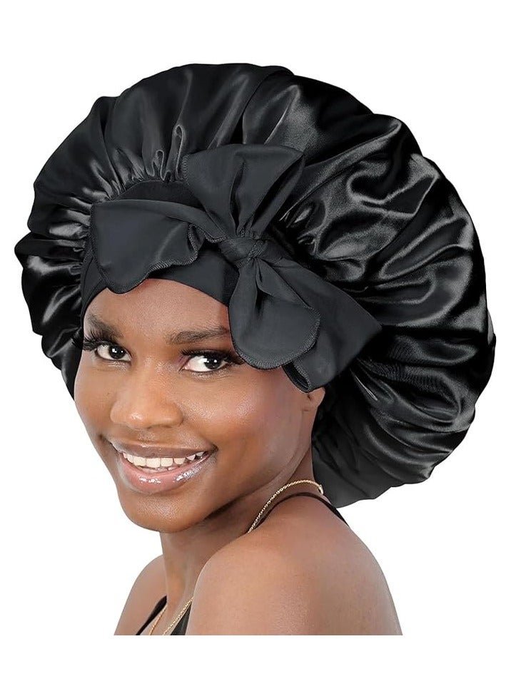 Silk Bonnet for Sleeping Women Satin Bonnet Silk Hair Cap Adjustable Silk Hair Bonnet Night Sleep Cap with Tie Band